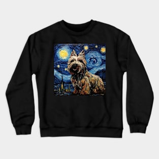 Skye Terrier Starry Night painting Crewneck Sweatshirt